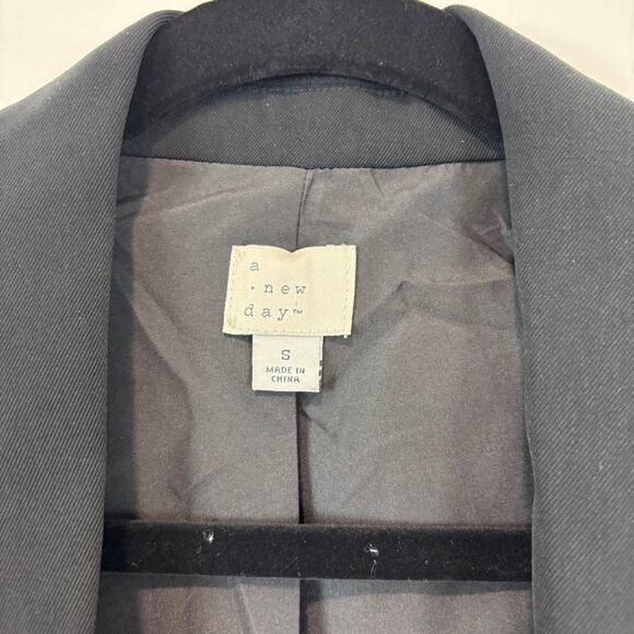A New Day Oversized Blazer Black Open Front Rolled Collar Careerwear Bossbabe S - Picture 3 of 6